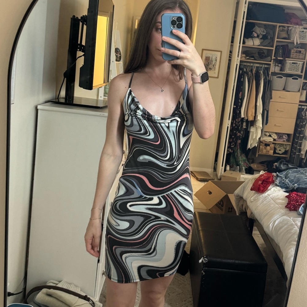 Bodycon Multicolored Marbled Dress